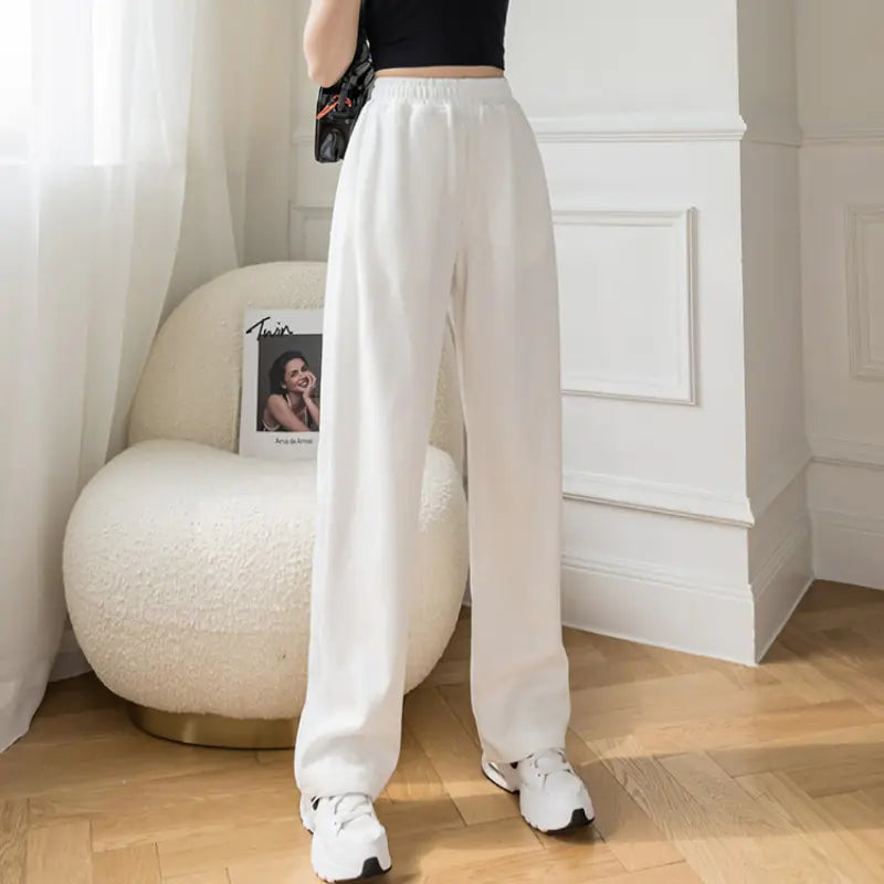 High Waist Wide Leg Drape Trousers for Women