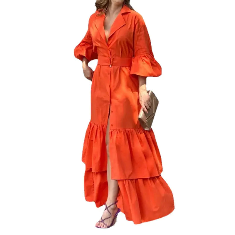2023 Summer Fashion Women's Long Dress with Bell Sleeves