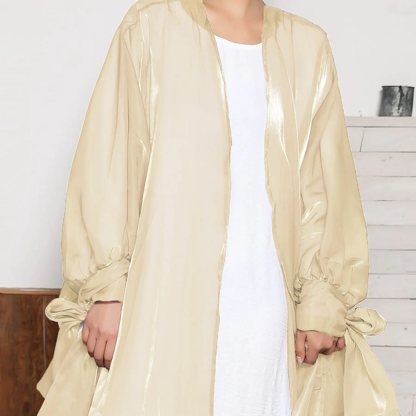 Six-Color Arabic Cardigan with Lace-up Bow Design