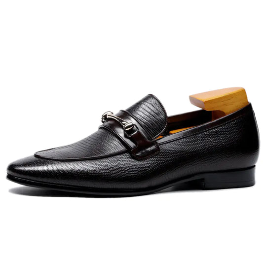 Cowhide Snake Pattern Men's Business Casual Shoes